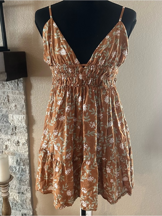 Aeropostale Dresses & Skirts - Aeropostale babydoll mini brown floral summer dress women’s S short sundress